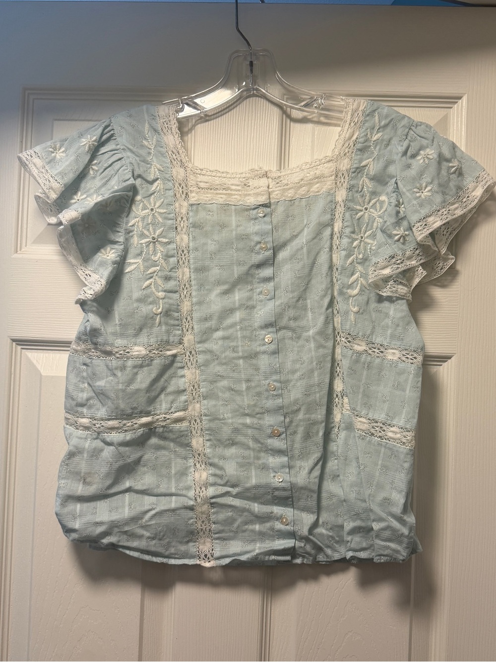 LoveShackFancy Light Blue Boho Steffi Blouse - Picture 2 of 4